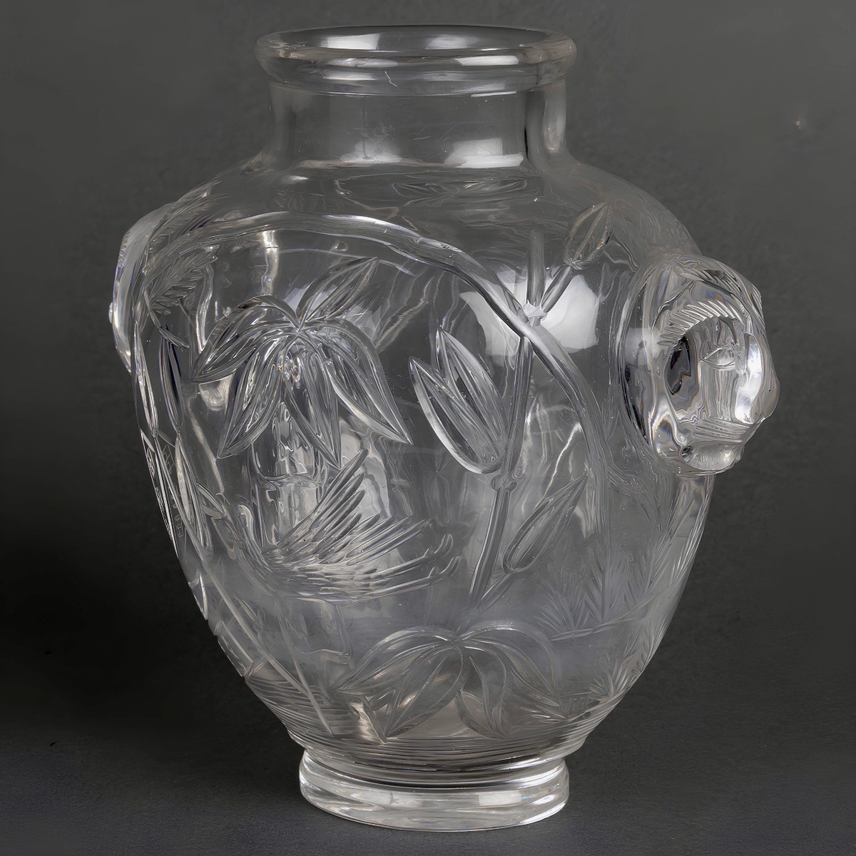 Japonisme Engraved Crystal Vase By Baccarat, Circa 1878-1890-photo-3