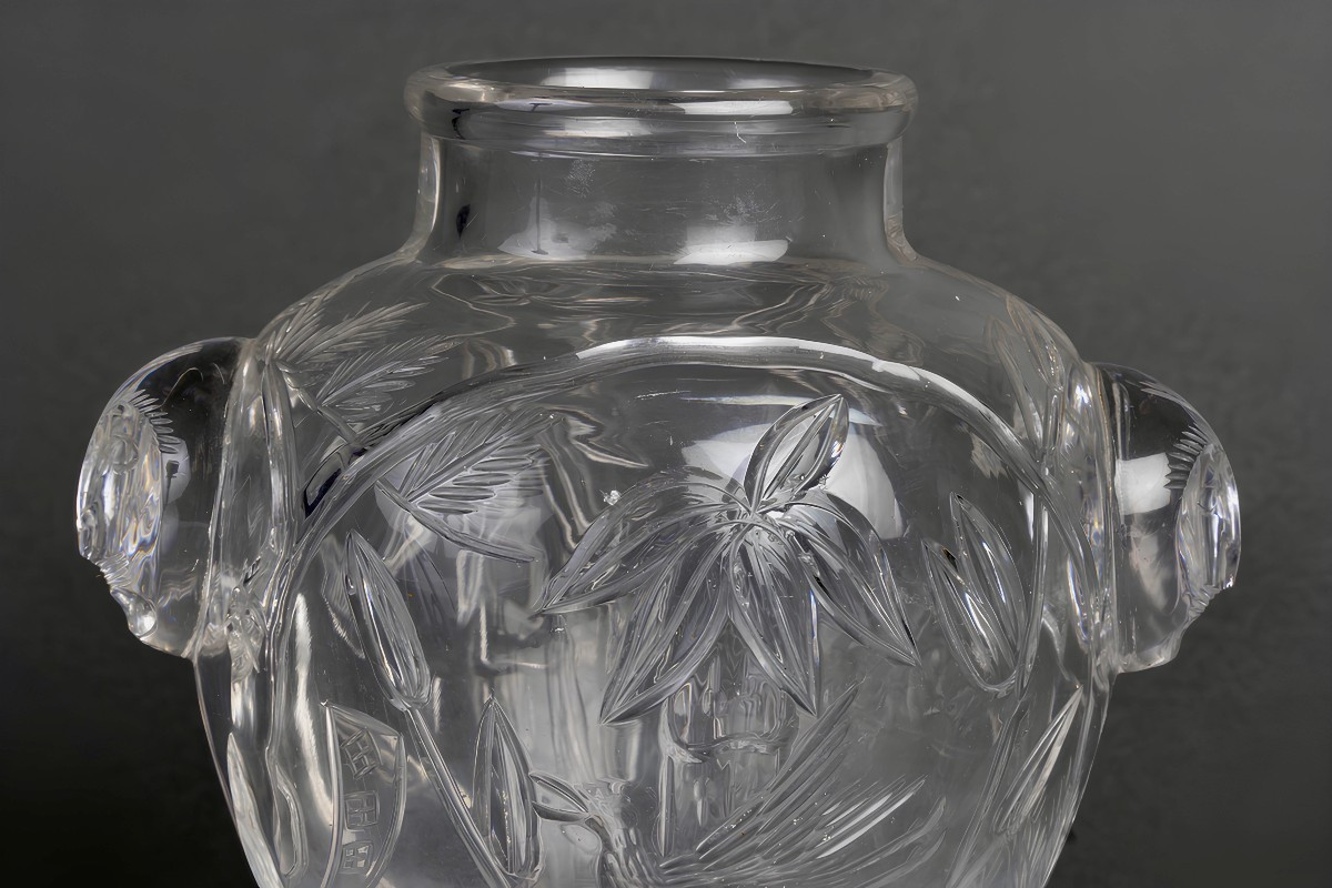 Japonisme Engraved Crystal Vase By Baccarat, Circa 1878-1890-photo-3