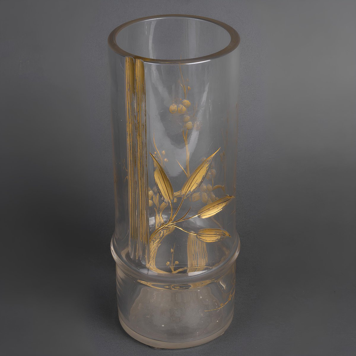 Japonisme Bamboo-shape Baccarat Crystal Vase Signed "escalier De Cristal Paris", Circa 1890-photo-2