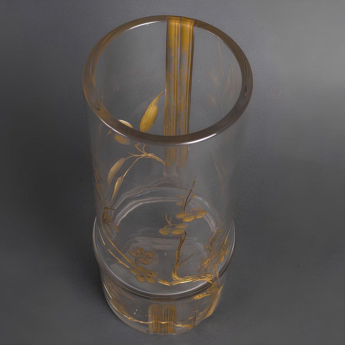 Japonisme Bamboo-shape Baccarat Crystal Vase Signed "escalier De Cristal Paris", Circa 1890-photo-2