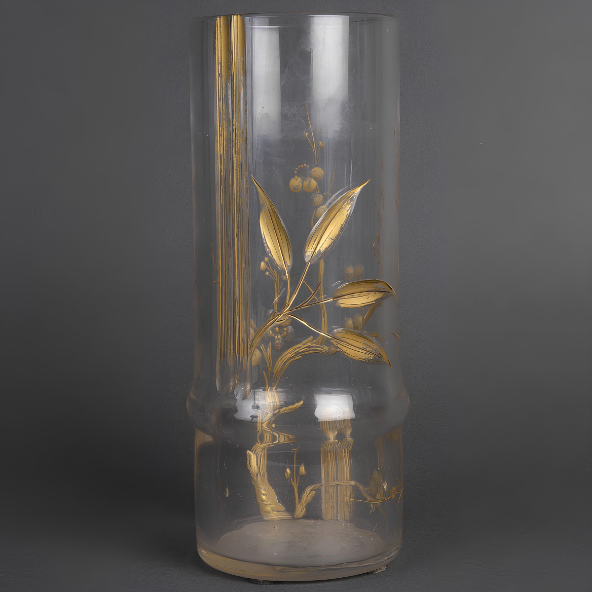 Japonisme Bamboo-shape Baccarat Crystal Vase Signed "escalier De Cristal Paris", Circa 1890