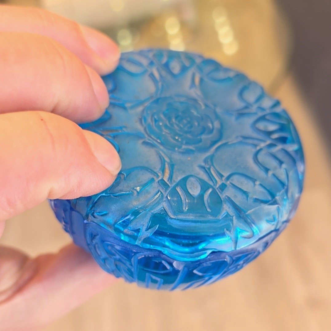 1911 René Lalique - Boîte Quatre Scarabées en verre Bleu Électrique-photo-1