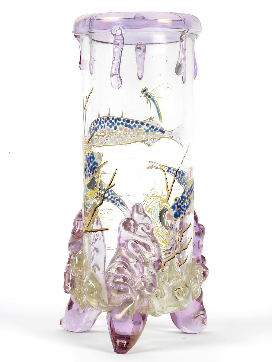 E.rousseau (1827-1890) & E-b.leveillé (1841-1913)  "epinoches" Vase, Prov. G.cappa Collection-photo-3