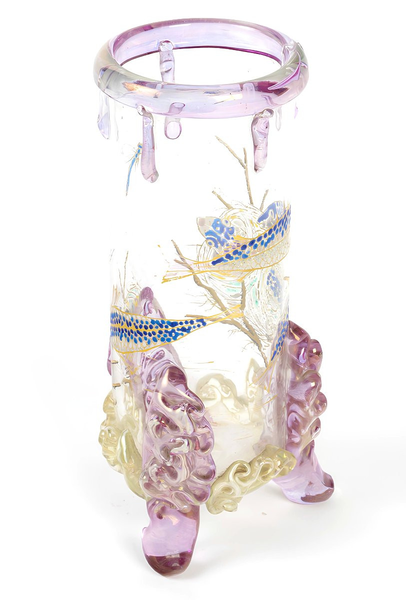 E.rousseau (1827-1890) & E-b.leveillé (1841-1913)  "epinoches" Vase, Prov. G.cappa Collection-photo-4