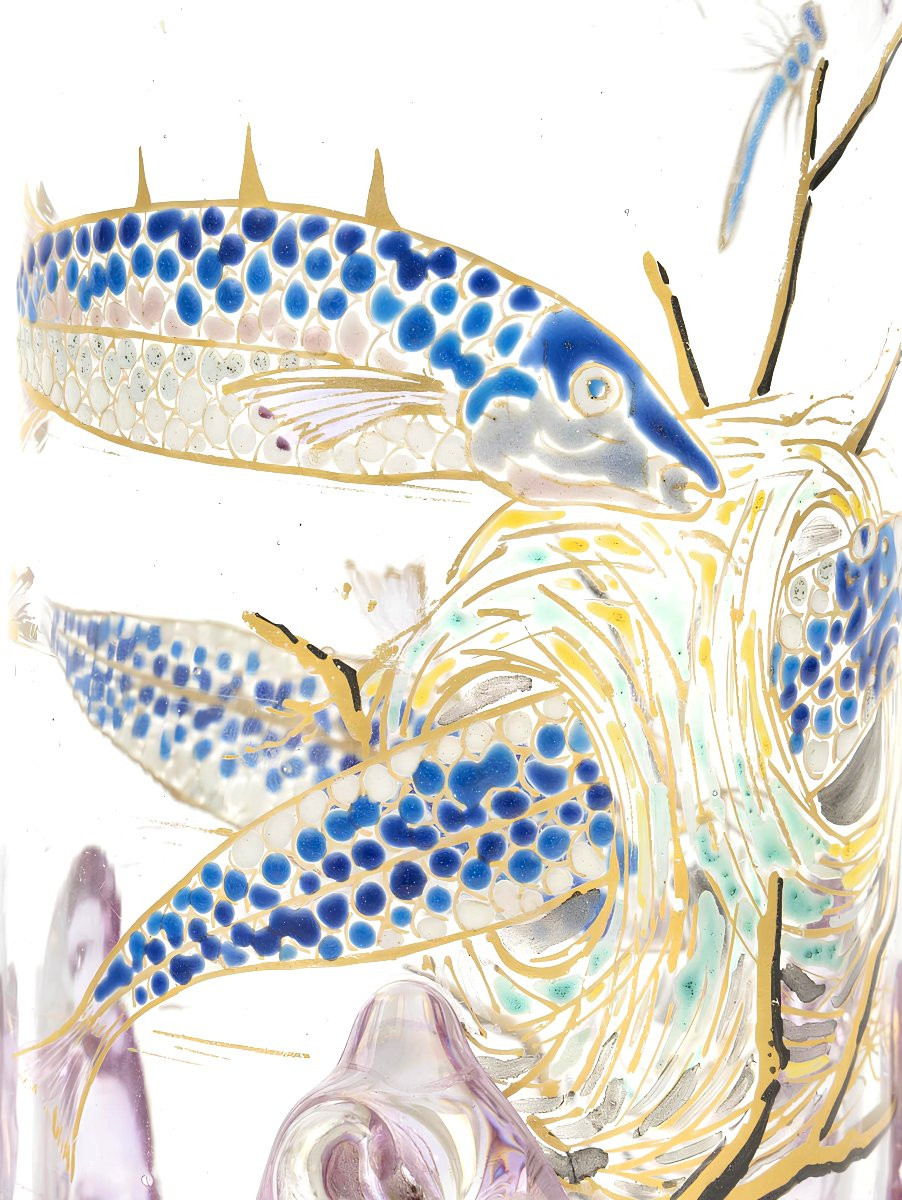 E.rousseau (1827-1890) & E-b.leveillé (1841-1913)  "epinoches" Vase, Prov. G.cappa Collection-photo-2