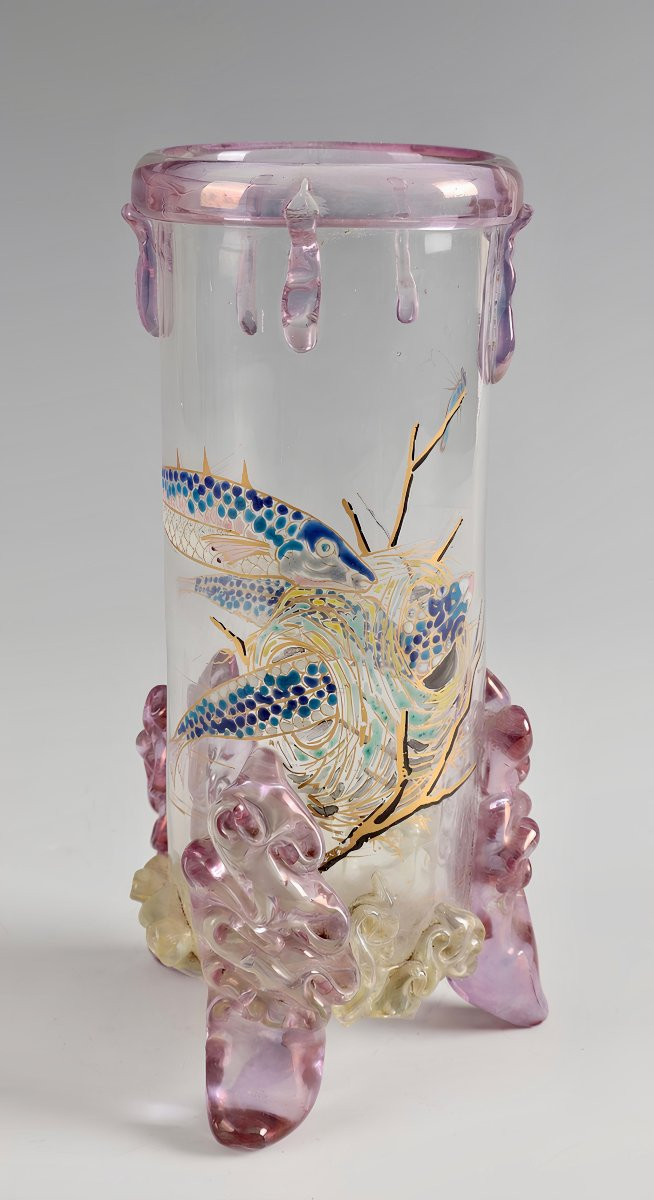 E.rousseau (1827-1890) & E-b.leveillé (1841-1913)  "epinoches" Vase, Prov. G.cappa Collection-photo-6