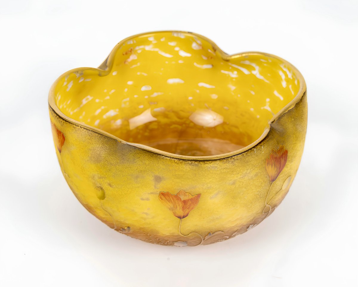 Daum Nancy et Croix de Lorraine « Coquelicots », coupe Art Nouveau , circa  1900-1910-photo-2
