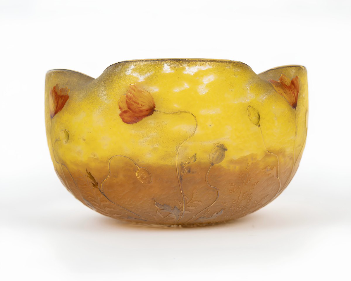 Daum Nancy et Croix de Lorraine « Coquelicots », coupe Art Nouveau , circa  1900-1910