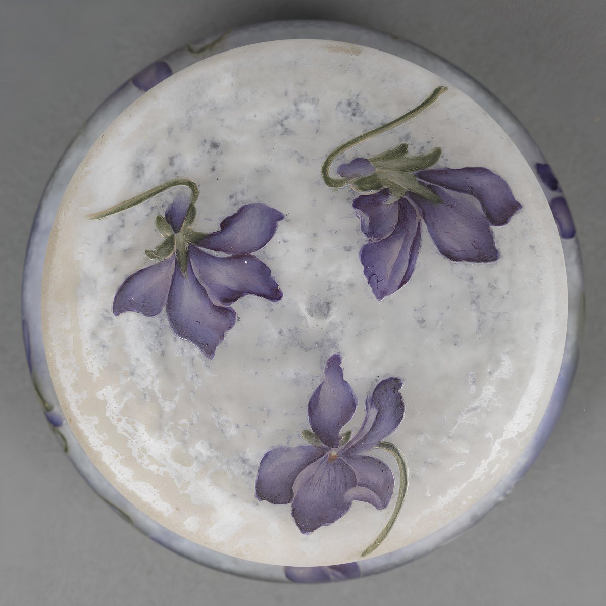 Daum Nancy French Art Nouveau Cameo And Enameled Glass Violet Bonbonnière, Circa 1900-photo-2