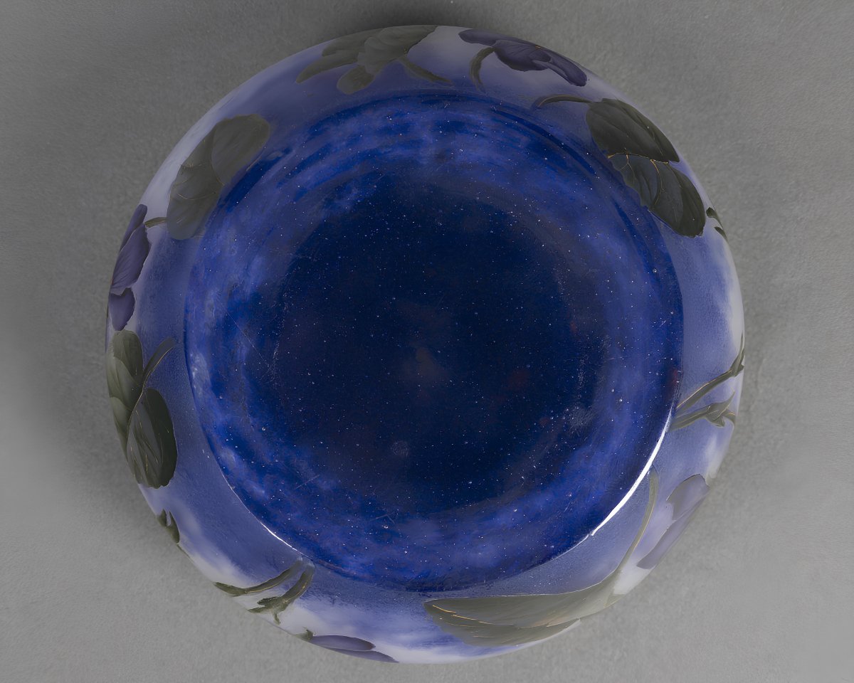 Daum Nancy French Art Nouveau Cameo And Enameled Glass Violet Bonbonnière, Circa 1900-photo-8