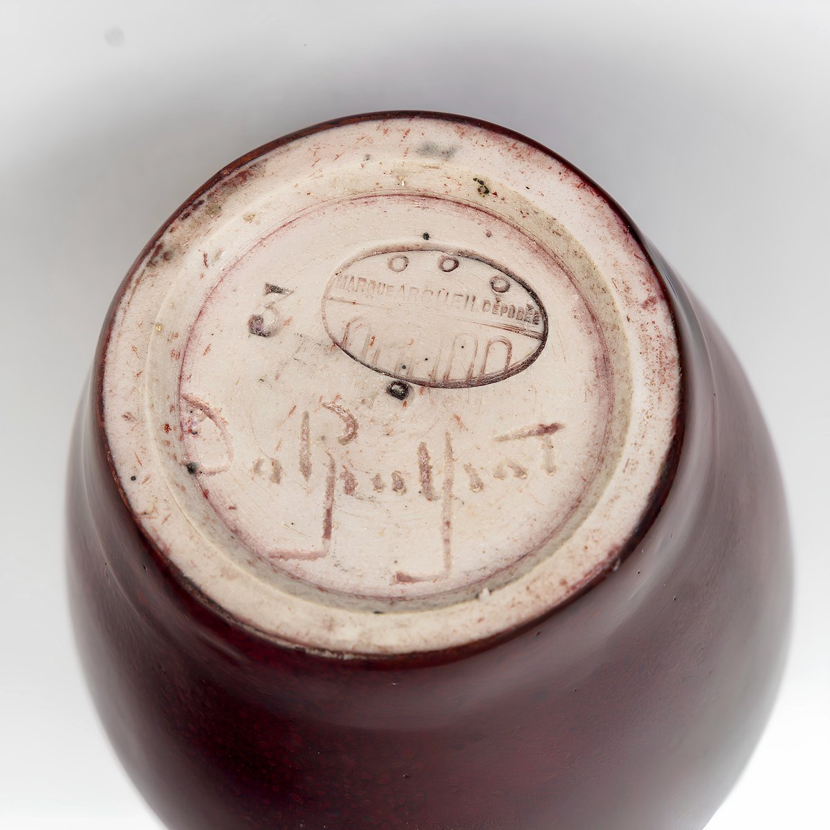 Pierre-adrien Dalpayrat (1844–1910) Art Nouveau Flammé Stoneware Vase Sang De Bœuf, Circa 1900-photo-5