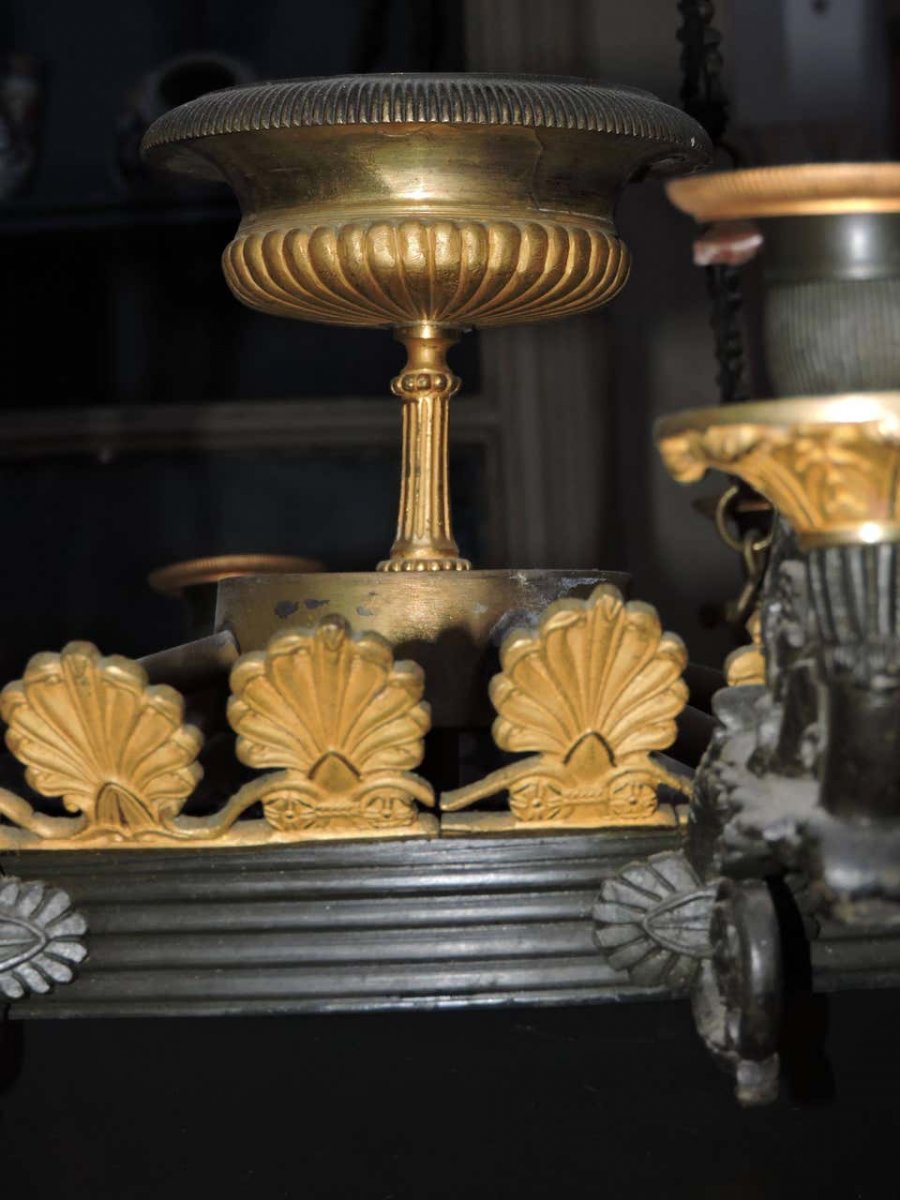 Empire Style Gilt Bronze Chandelier Restoration Period Circa 1820-1830-photo-1