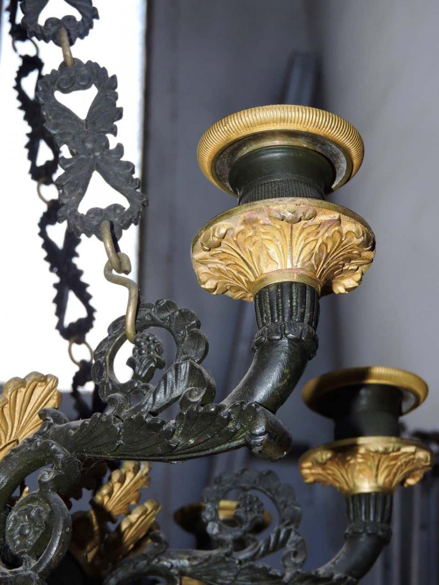 Empire Style Gilt Bronze Chandelier Restoration Period Circa 1820-1830-photo-4
