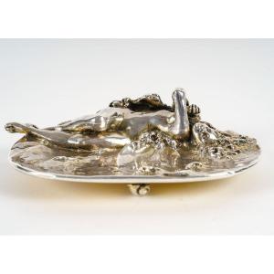 Naiad Art Nouveau Silver Vide-poches Tazza Frédéric Boucheron (1830-1902) Goldsmith
