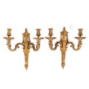 Pair Of Napoleon III Ormolu Wall-lights After Jean-charles Delafosse