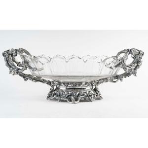 Grand Centre de Table en bronze argenté et cristal de Baccarat,, circa 1880