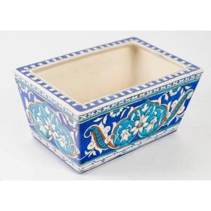 Théeodore Deck (1823 - 1891) Jardinière en Faïence émaillée de Style Iznik, circa 1870