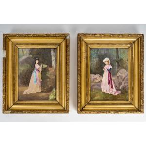 Paire de Plaques de Porcelaine  Napoléon III 