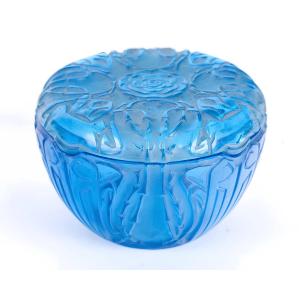 1911 René Lalique - Boîte Quatre Scarabées en verre Bleu Électrique