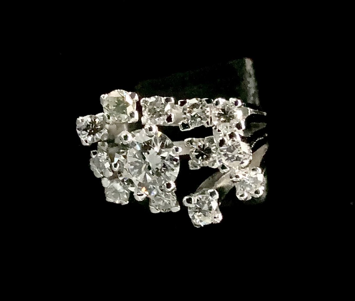 Ring In 8 Carat White Gold Set With A Brilliant Of 0.70 Carat (vs-g/h) + 0.70 Carat-photo-5