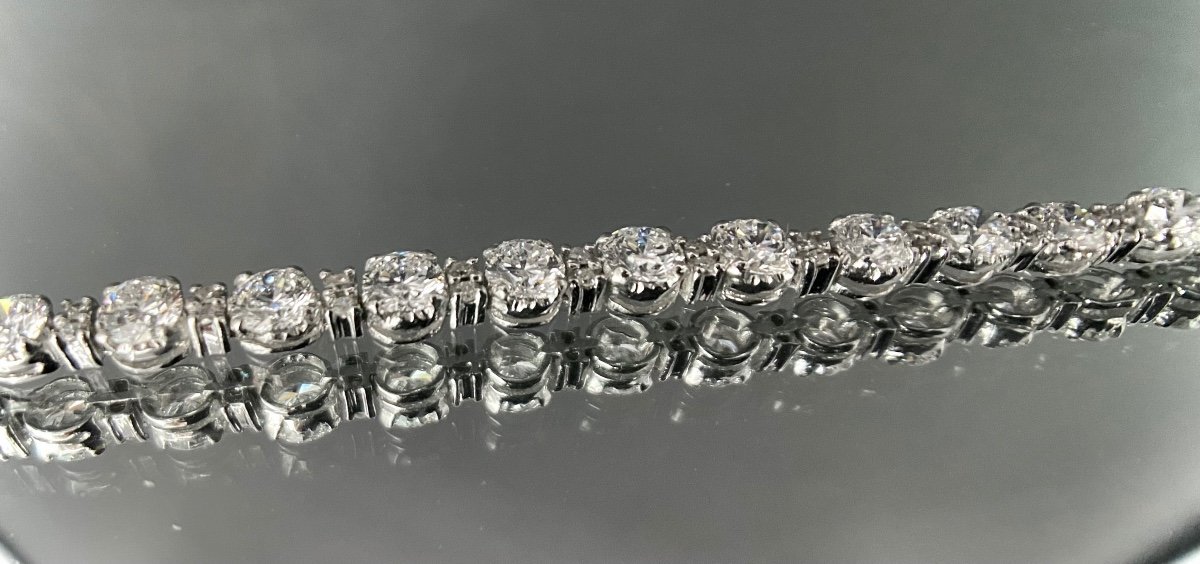 Tennis Bracelet In White Gold Set With 8.60 Carats Of Brilliants (vs-si)-photo-3