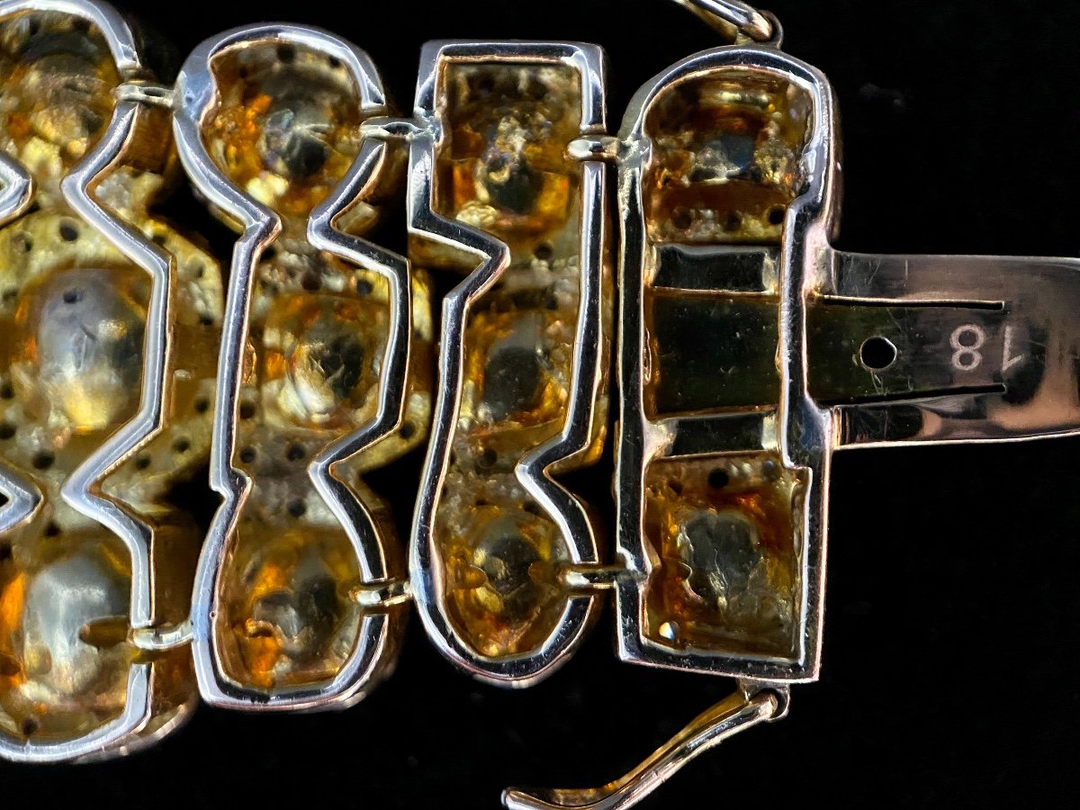 Bracelet XVIII-xix ème En Or Et Argent Serti De 35 Carats De Diamants Taille Roses Et 8/8-photo-7