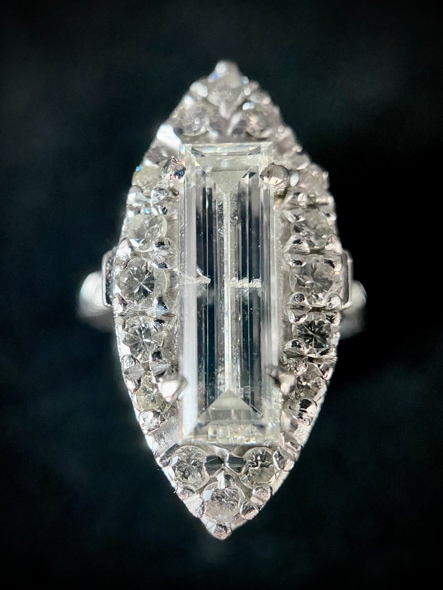 Marquise Ring Set With A 2 Carat Diamond And 1 Carat Of Brilliants