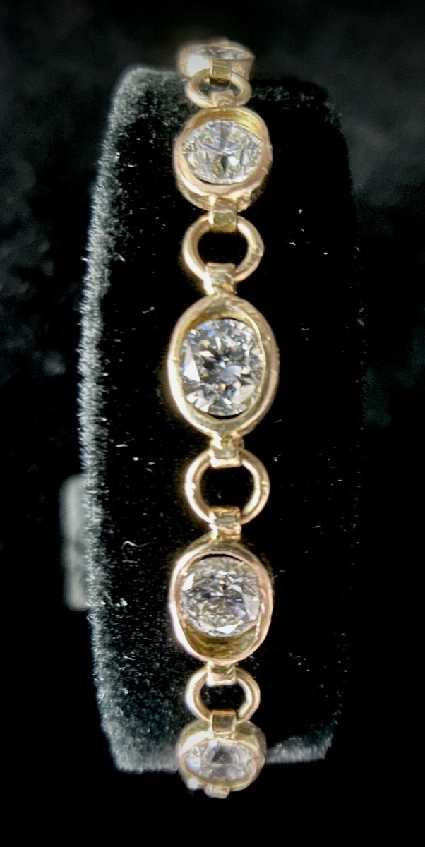 Bracelet Mailles Anciennes Serties De 13 Diamants Taille Brillant De 0,60 Carat Chacun (e/f-vs)-photo-2