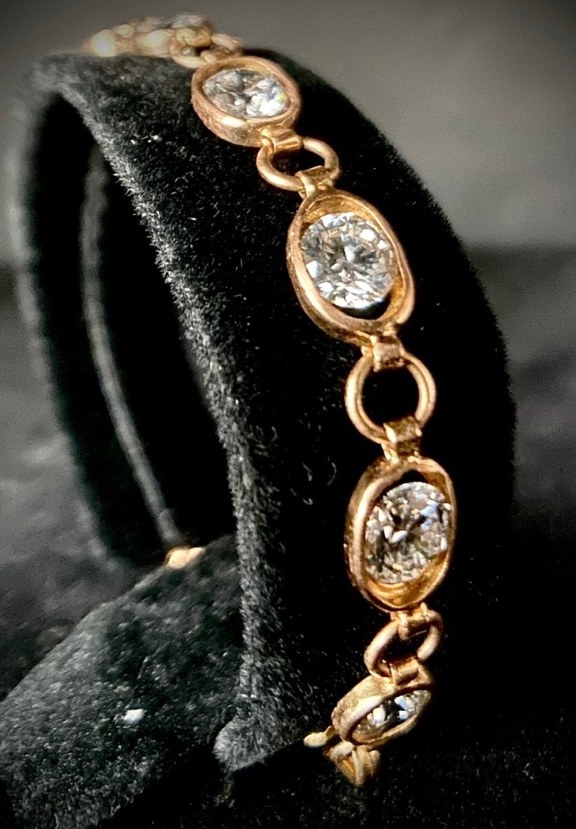 Bracelet Mailles Anciennes Serties De 13 Diamants Taille Brillant De 0,60 Carat Chacun (e/f-vs)-photo-4