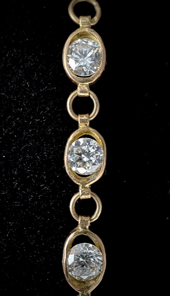 Bracelet Mailles Anciennes Serties De 13 Diamants Taille Brillant De 0,60 Carat Chacun (e/f-vs)-photo-6