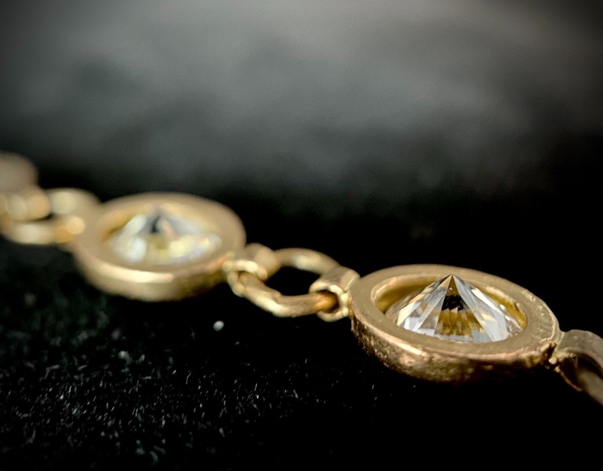 Bracelet Mailles Anciennes Serties De 13 Diamants Taille Brillant De 0,60 Carat Chacun (e/f-vs)-photo-7