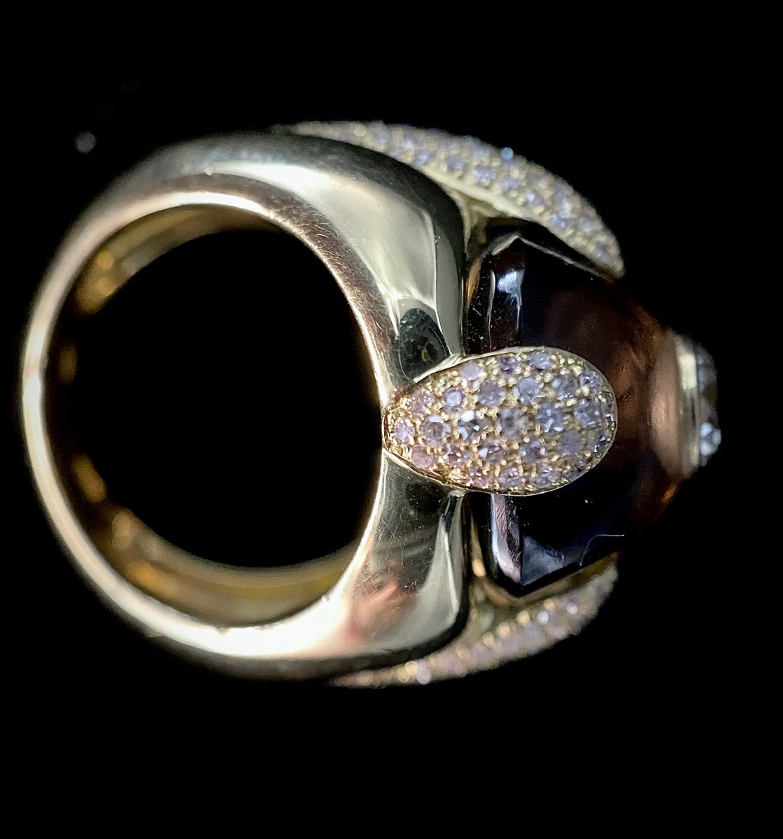 Bague Or Jaune 18k Sertie 1 Améthyste Ornée d'1 Brillant De 0,75ct Vs-g/h + 1,54ct De Brillants-photo-6