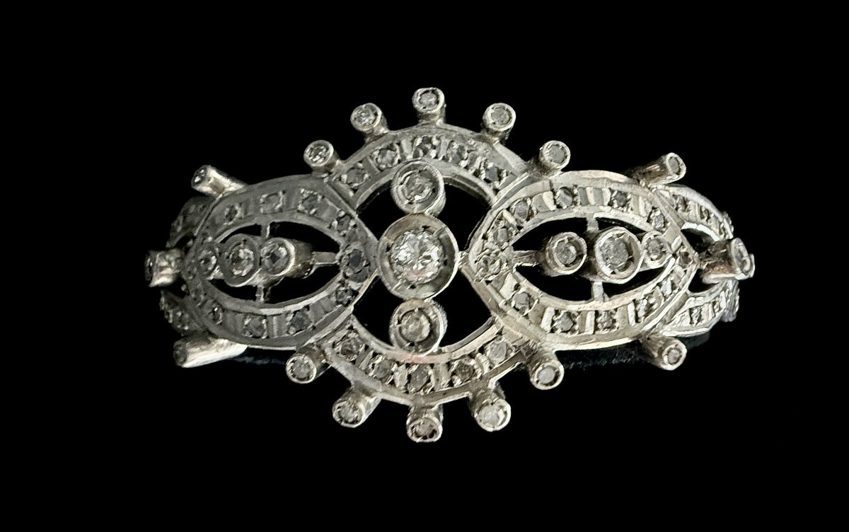 Bracelet esclave en argent serti de 2 carats de diamants-photo-2