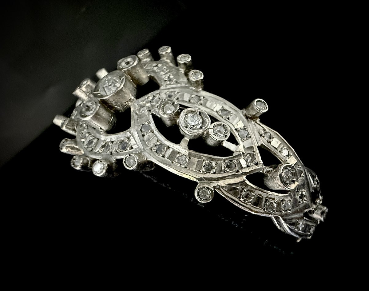 Bracelet esclave en argent serti de 2 carats de diamants-photo-3