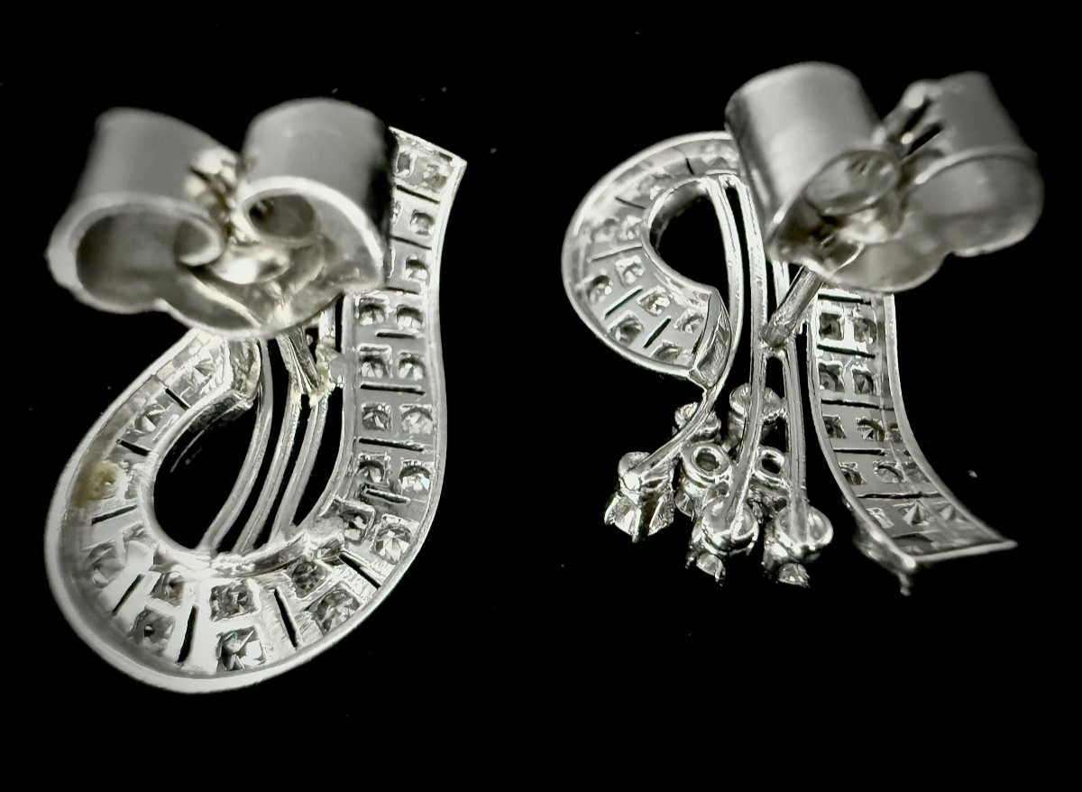 Pair Of White Gold Earrings Set With 2 Carats Of Diamonds-photo-3