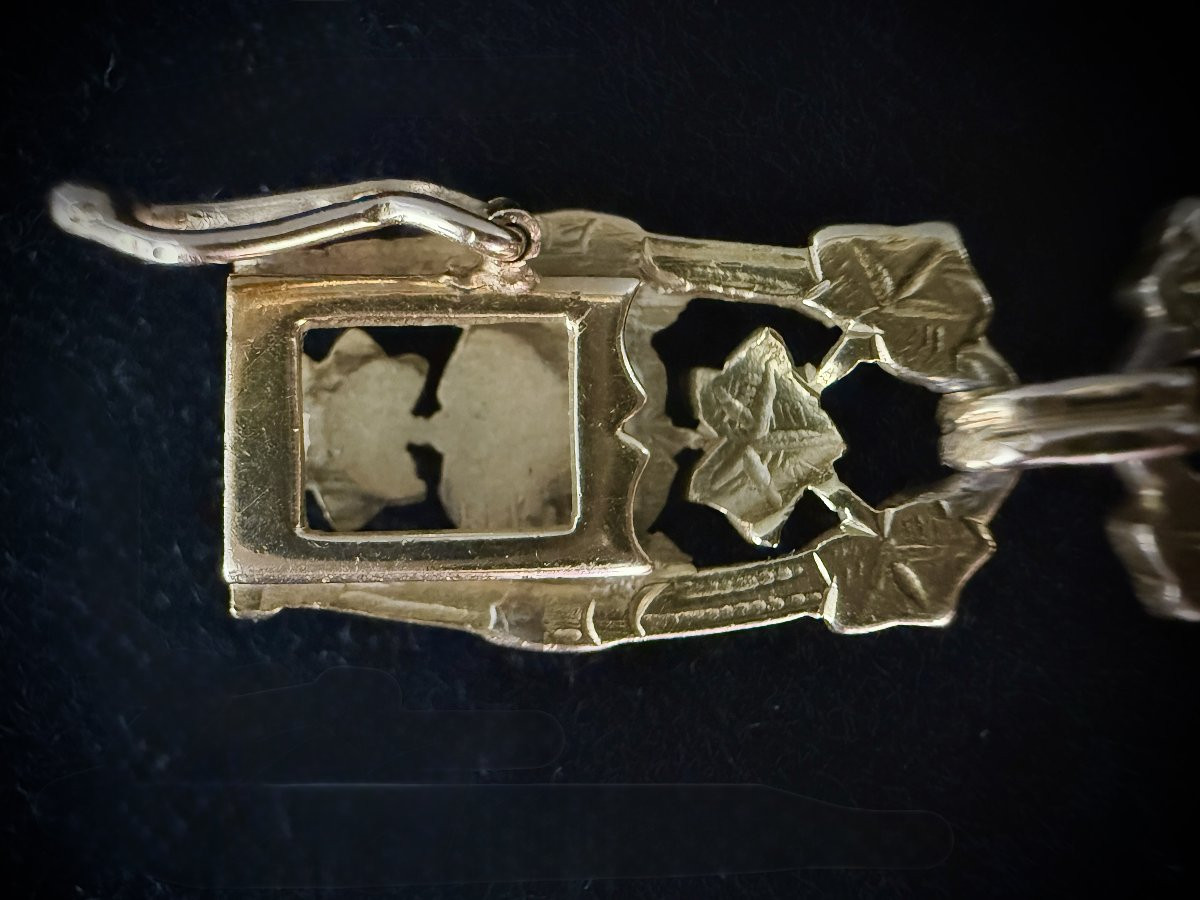 Art Nouveau Bracelet In 18-karat Yellow Gold, Composed Of 7 Links With Floral Decoration, 29.3 Grams-photo-6