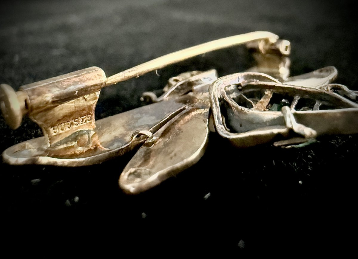 19th Century Brooch, In Silver On 18-carat Yellow Gold, Stylizing A Bee-photo-3