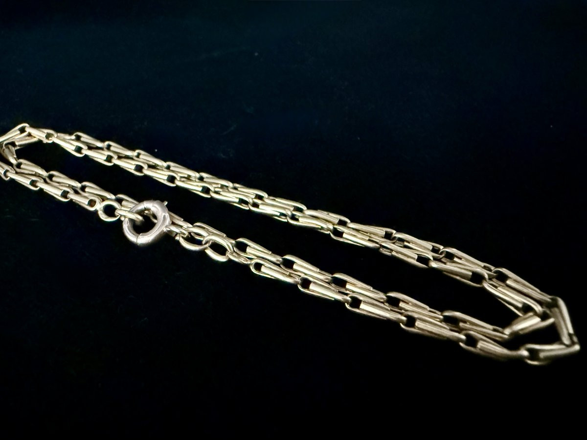 Collier or jaune à mailles forçat fantaisie de 38 centimètres-photo-2