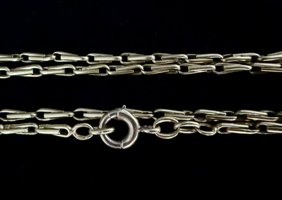 Collier or jaune à mailles forçat fantaisie de 38 centimètres-photo-3