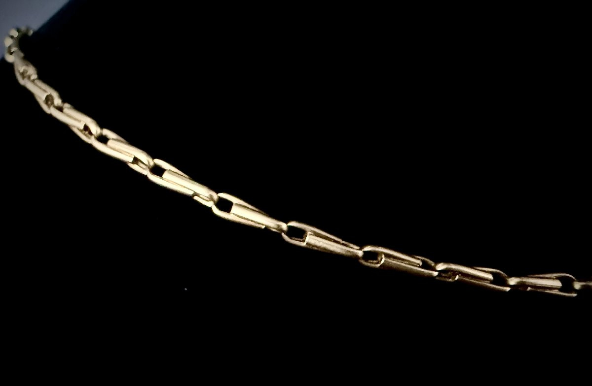 Collier or jaune à mailles forçat fantaisie de 38 centimètres-photo-4