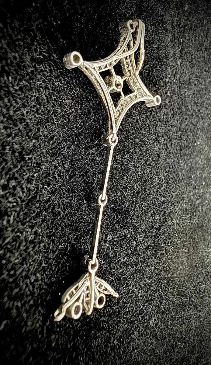 Pendentif d'époque début XXème en platine de 1 carat de diamants-photo-3