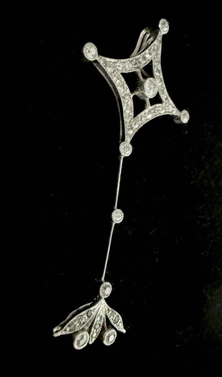 Pendentif d'époque début XXème en platine de 1 carat de diamants-photo-4