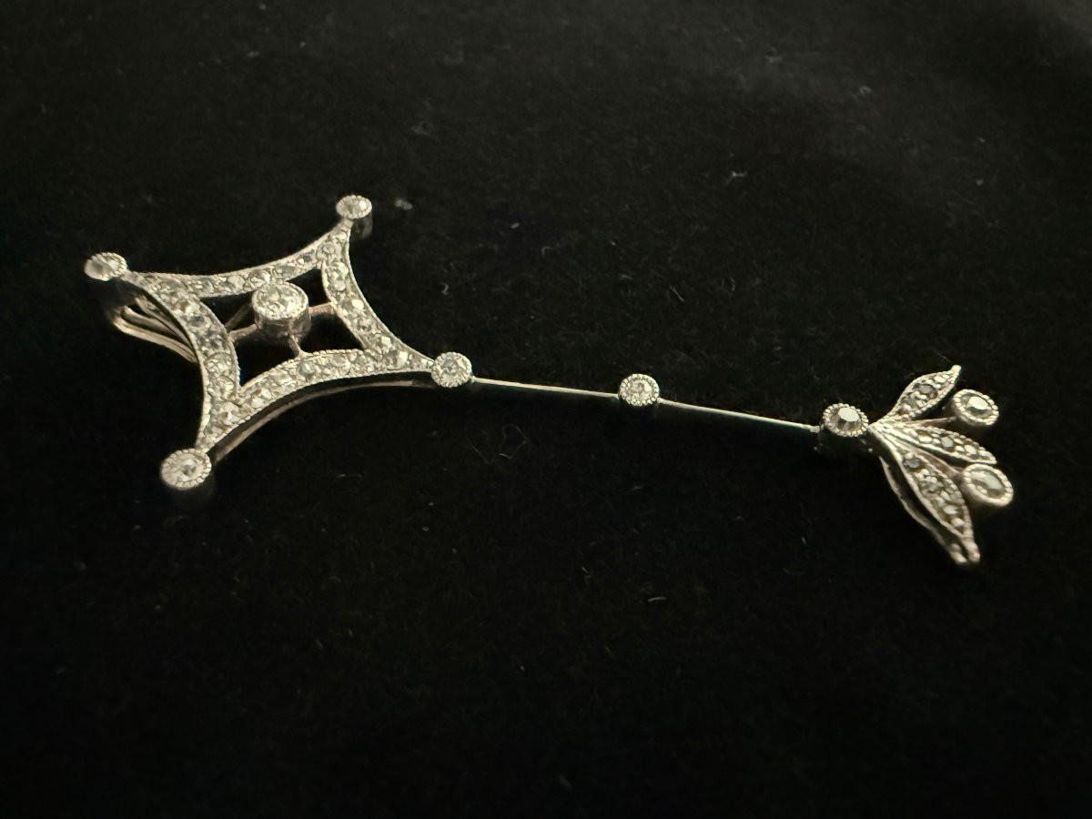 Pendentif d'époque début XXème en platine de 1 carat de diamants-photo-5