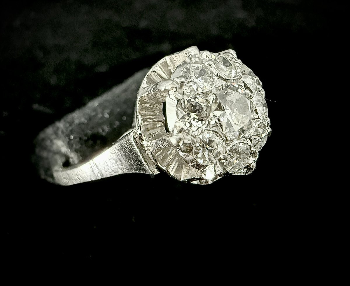 Bague d'époque 1970 en platine sertie de 1,25 carats de diamants-photo-3