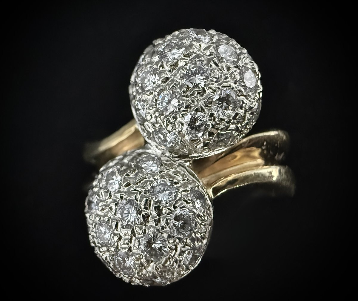 Bague "Toi et Moi" or bicolore sertie de 1,50 carats de brillants-photo-3
