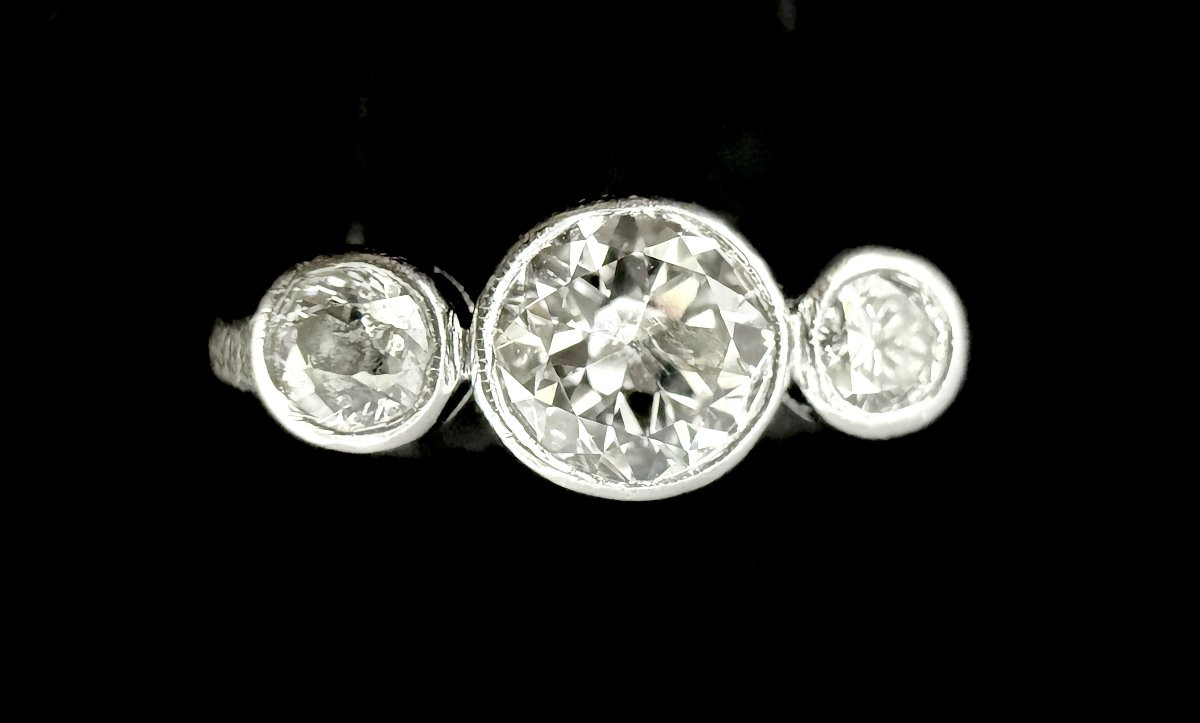 Bague ancienne en or blanc serti de 1 carat de diamants-photo-5