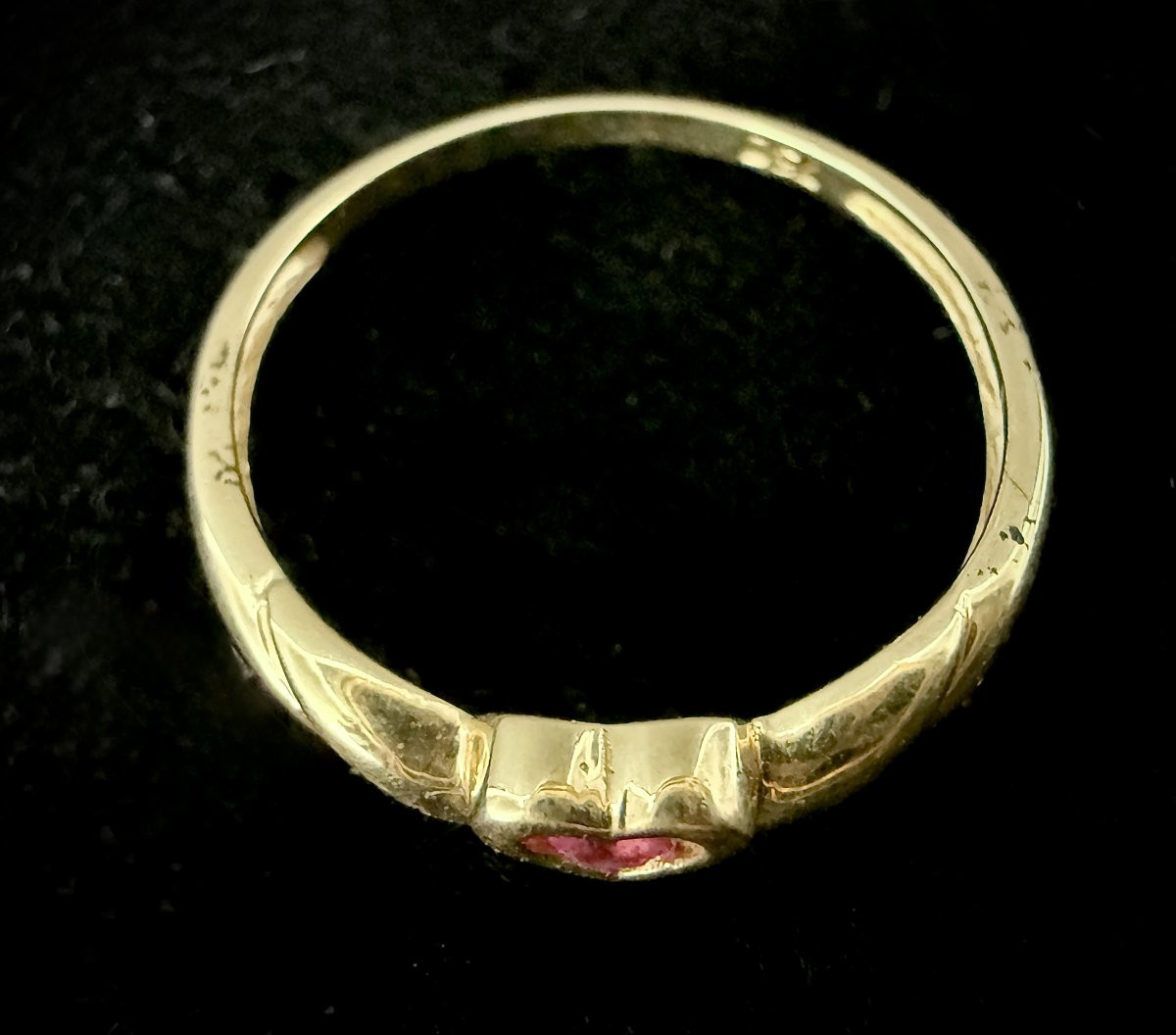Bague en or jaune 18 carats sertie d'un rubis-photo-2
