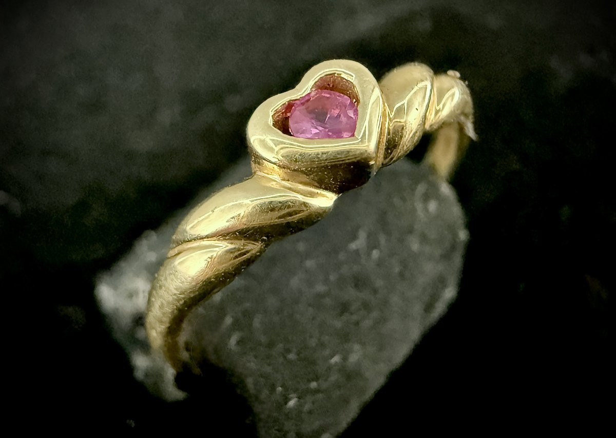 Bague en or jaune 18 carats sertie d'un rubis-photo-3