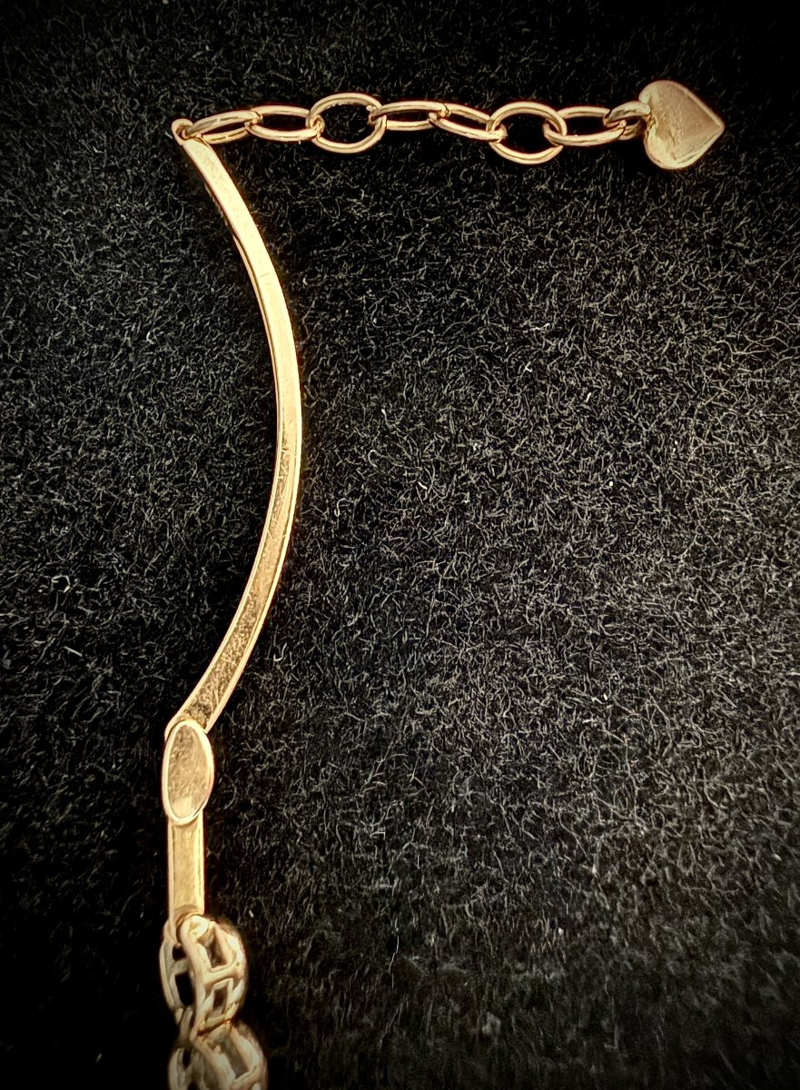 Bracelet semi rigide en or rose 18 carats orné de 11 diamants-photo-5