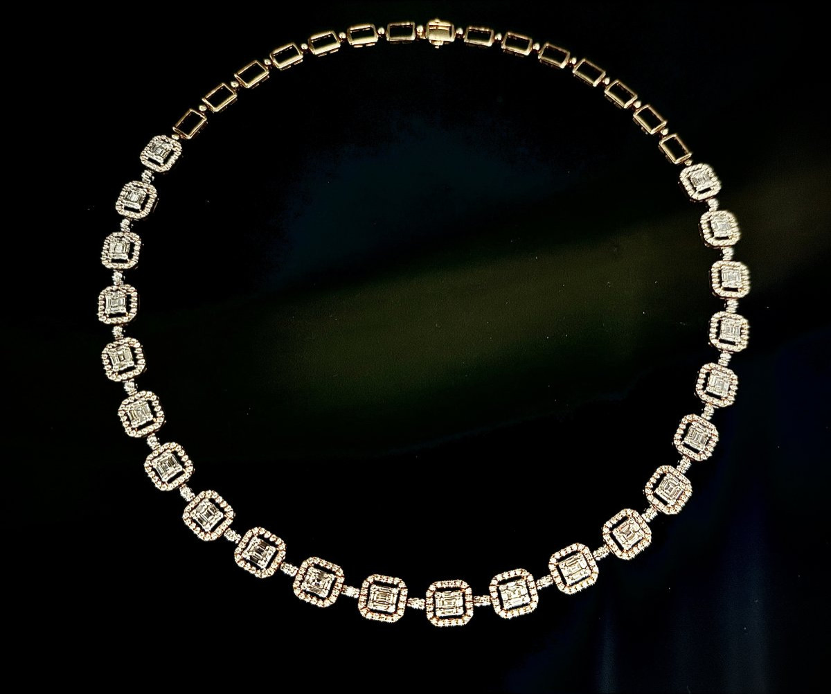 18-karat Yellow Gold Necklace Set With 11.84 Carats Of Baguette And Brilliant-cut Diamonds-photo-2